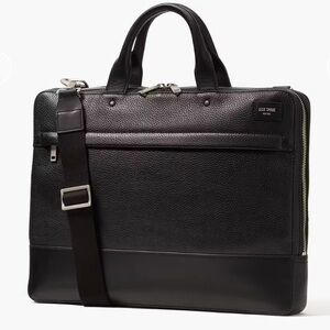 Jack Spade Black Leather Briefcase/Laptop Bag